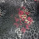 Futterstoff Dessin Mango (Leopard, Blumen) - schwarz / grau / rot