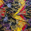 Lining fabric design India (ornaments, oriental) - 100% silk - blue / yellow / gold / red
