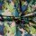 Lining fabric design Urwald (plants, camouflage) - green / blue / black / purple / pink / violet