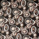 Lining fabric design Rosemary (circles, retro) - black / beige / white