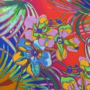 Futterstoff Dessin Farbspiel (Ornamente, Blumen, Abstrakt) - 100% Seide - gr&uuml;n / blau / rot / orange