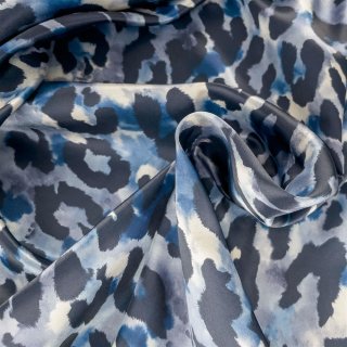 Lining fabric design Leo (animals, leopard) - 050 black / blue / grey
