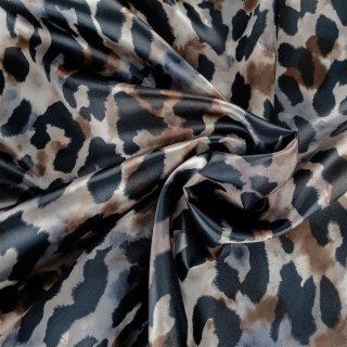Lining fabric design Leo (animals, leopard) - 356 black / brown / beige