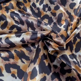 Lining fabric design Leo (animals, leopard) - 379 black / gold