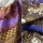 Lining fabric design Satin Seta (Oriental, Ornaments) - 100% silk - 6 grey / gold / blue