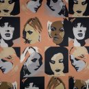 Lining fabric design Women (Pop Art, People, Face) - 170 beige / brown / black