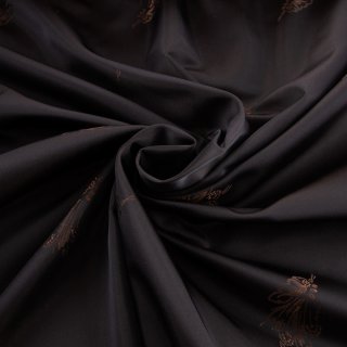 Lining fabric design Anita (rose, flowers) - 028 black / brown