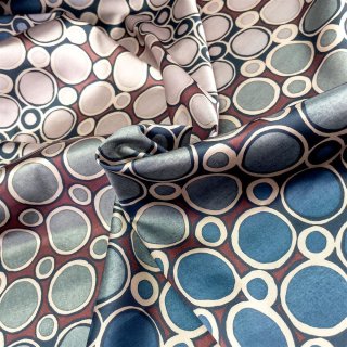 Lining fabric design Atlantis (circles, dots) - 028 blue / red / beige / black