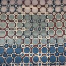 Lining fabric design Atlantis (circles, dots) - 028 blue / red / beige / black