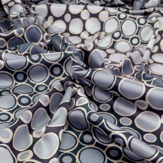 Lining fabric design Atlantis (circles, dots) - 352 grey / black