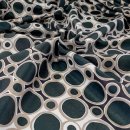Lining fabric design Atlantis (circles, dots) - 356 black / beige / white