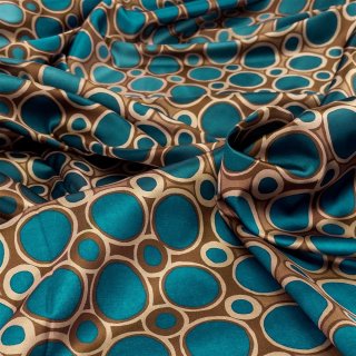 Lining fabric design Atlantis (circles, dots) - 375 blue / brown / beige