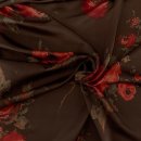 Lining Fabric design Carolina (Flowers, Floral) - 320 brown / red / brass