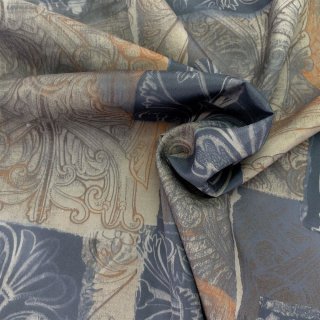 Lining fabric design Dehlia (ornaments) - 356 black / grey / brown