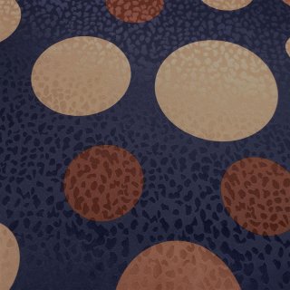 Futterstoff Dessin Lilli (Punkte, Kreise) - Digitaldruck - 311 blau / gold / braun