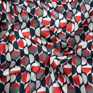 Lining fabric design 1458 (geometry, circles, dots) - blue, white, red