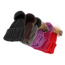 Pom-pom / knitted hat with real fox pom-pom